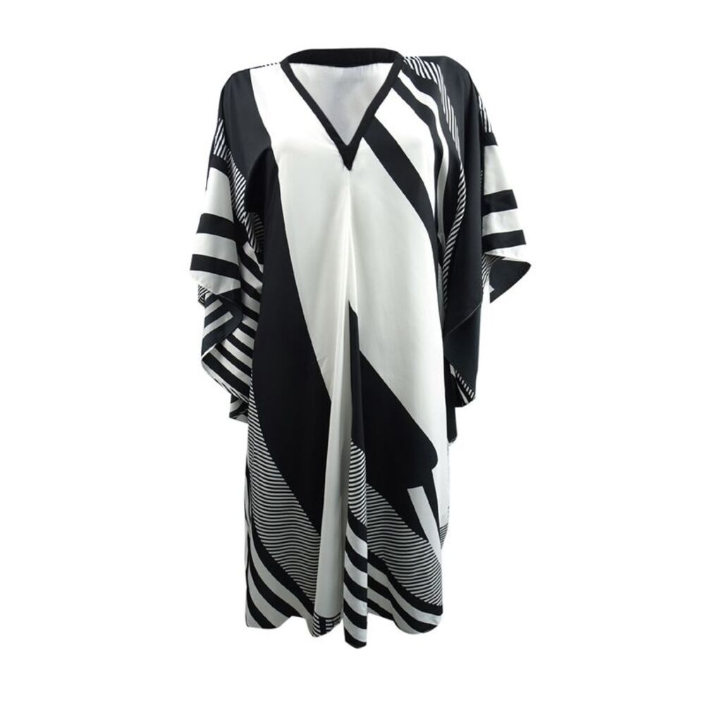 Lauren Ralph Lauren Women's Latesha Kimono Sleeve Tunic Dress (8, Black/White)
